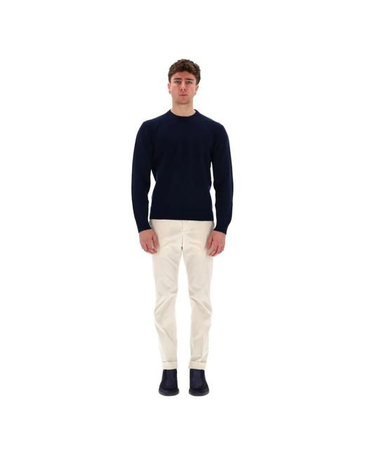 Herno Truien & Vesten ,Blauw ,Kasjmier Blauwe Kasjmier Trui Met Suède Details in het Blue voor heren