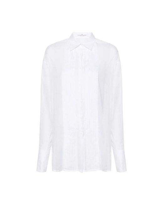 Camisa blanca de algodón con detalles plisados Ermanno Scervino de color White