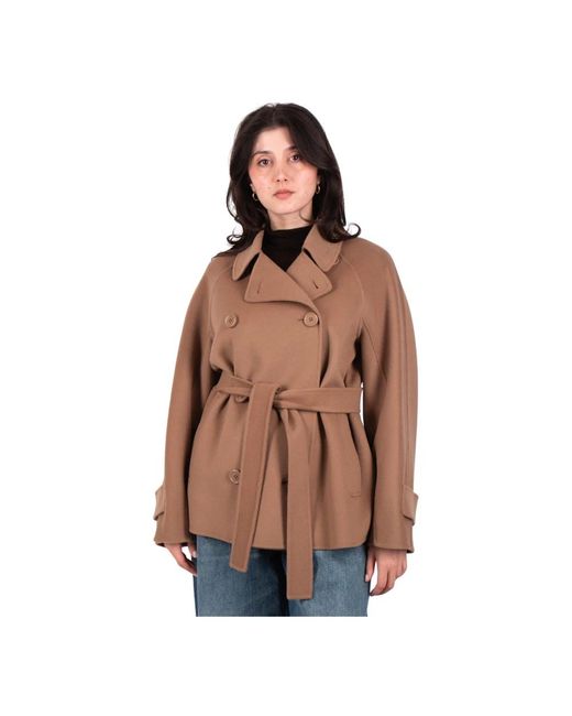 Max Mara Brown Double-Breasted Coats