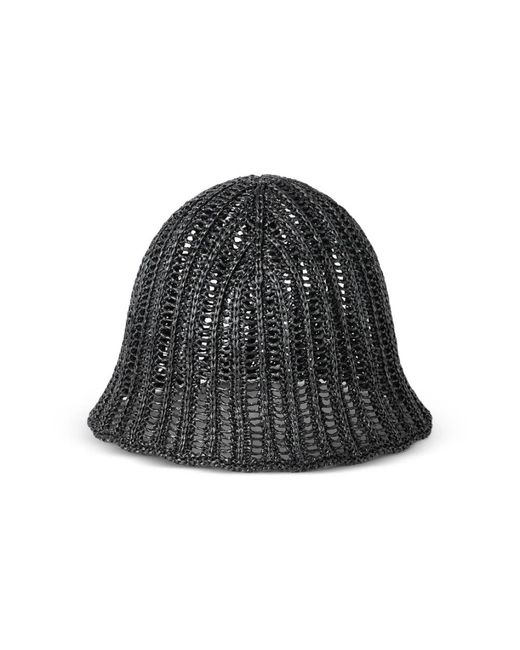 Brunello Cucinelli Black Techno Raffia Bucket Hat