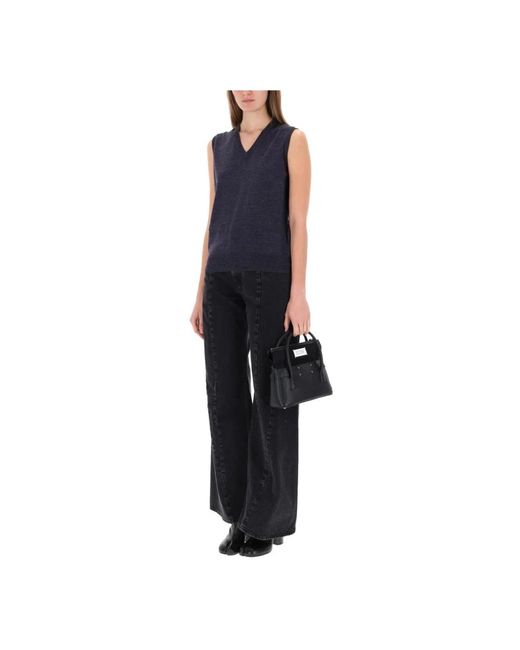 Maison Margiela Blue V-Neck Knitwear