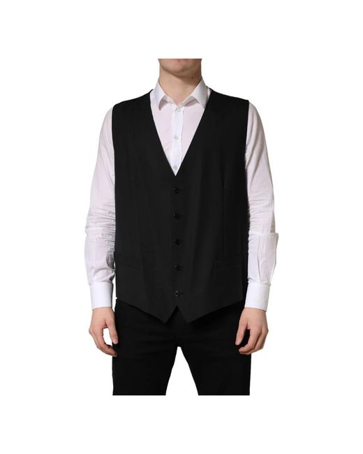 Dolce & Gabbana Black Suit Vests for men