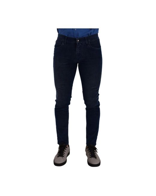 Dolce & Gabbana Blaue slim fit baumwoll skinny denim jeans in Blue für Herren