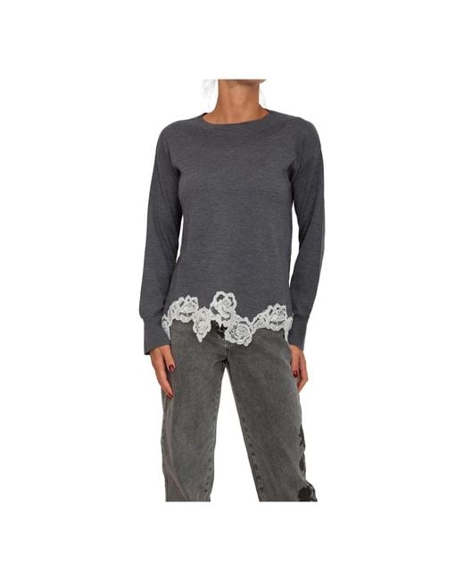 Blugirl Blumarine Gray Round-Neck Knitwear