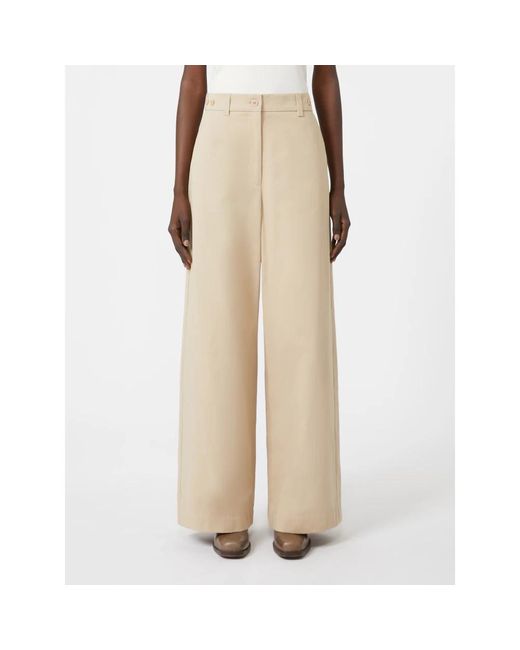 Weekend by Maxmara Natural Baumwoll-Gabardine Hose Mit Weitem Bein