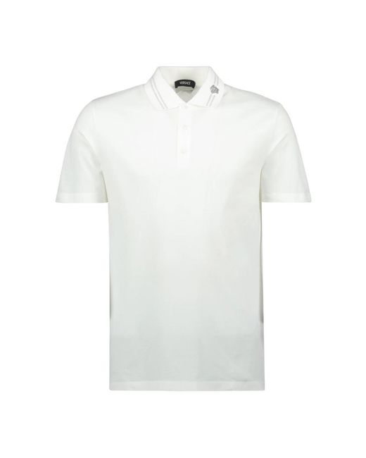 Versace Tops ,Wit ,Katoen Medusa Geborduurde Polo Shirt in het White voor heren