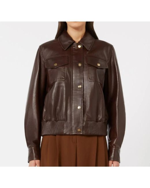 Max Mara Brown Leather Jackets