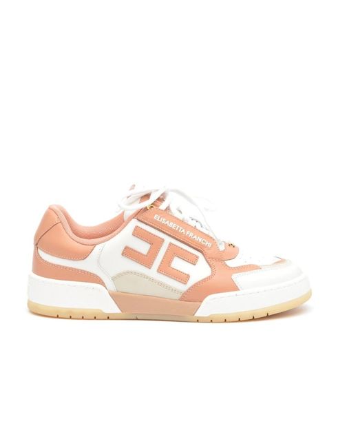 Sneakers in pelle bianco di Elisabetta Franchi in Pink
