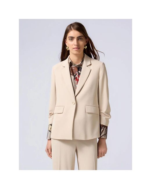 Oltre Natural Einreihiger Blazer Aus Fließendem Stoff