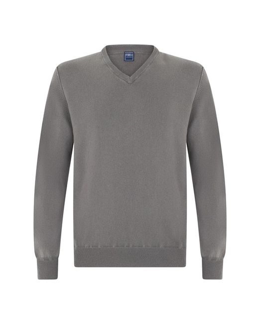 Fedeli Pull Cashmere V-Neck in het Gray voor heren