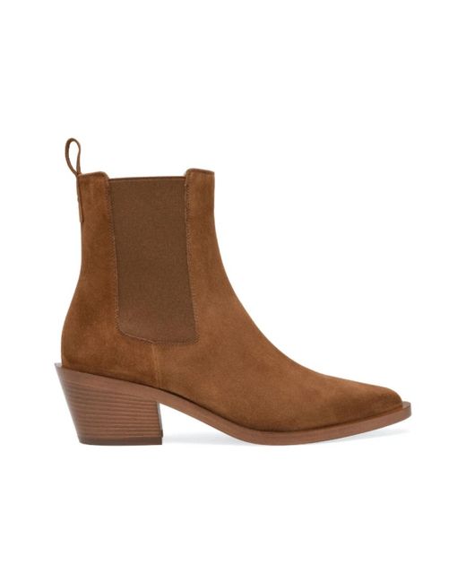 Gianvito Rossi Brown Suede Cuban Heel Cowboy Boots