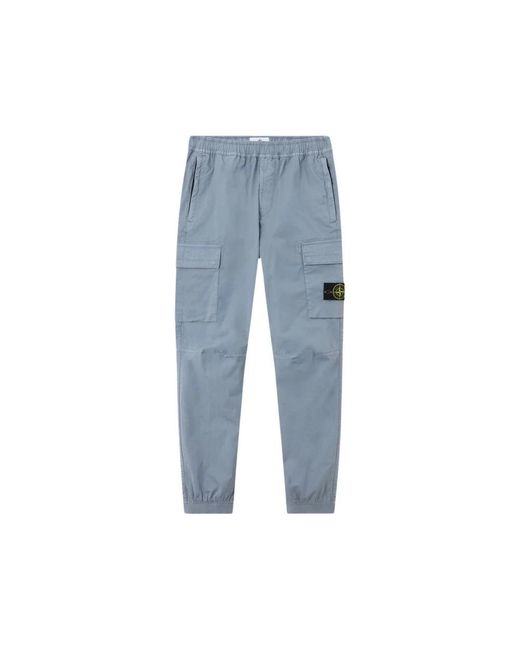 Stone Island Blue Logo Patch Cargo Joggers for men