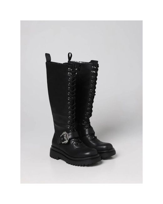 Versace Jeans Couture Black Lace-Up Boots