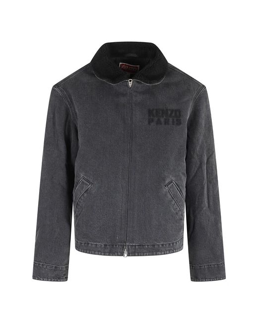 KENZO Jassen ,Grijs ,Denim Tijger Fleece Jas Steenkleur in het Gray voor heren