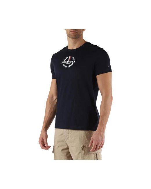 Tommy Hilfiger Slim fit baumwoll logo t-shirt in Black für Herren