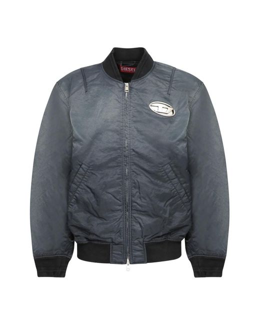 DIESEL Jassen ,Blauw ,Nylon Zwarte Zwarte Bomberjack in het Gray voor heren