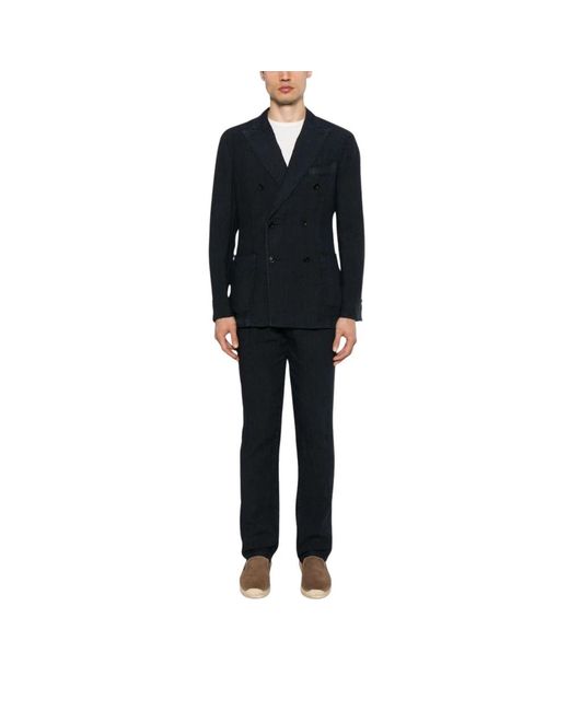 Boglioli Black Double Breasted Suits for men