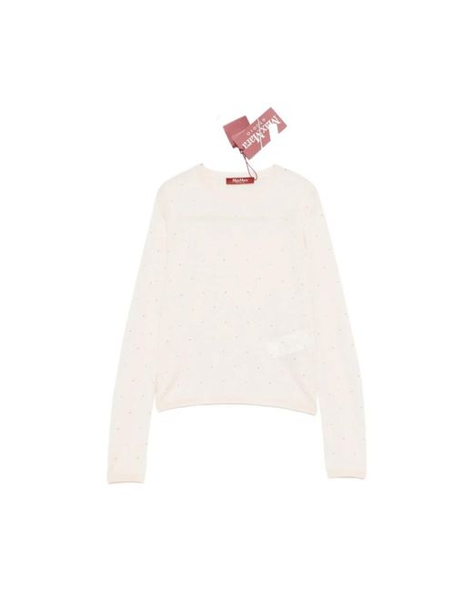 Max Mara White Round-Neck Knitwear