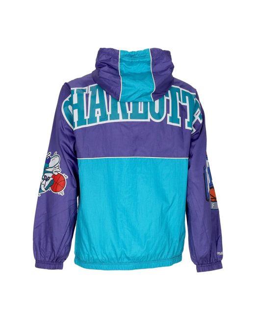 Mitchell & Ness Fitness ,Paars ,Polyester Charlotte Hornets Windbreaker Anorak Jas in het Blue voor heren