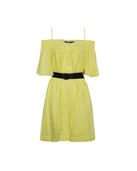 Karl Lagerfeld Schouderloze Jurk in het Yellow