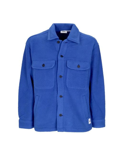Obey Jassen ,Blauw ,Polyester Gewatteerd Shirtjack Surfblauw in het Blue voor heren