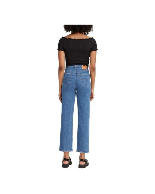 Levi's Jeans ,Blauw ,Katoen Ribcage Straight Ankle Jeans in het Blue
