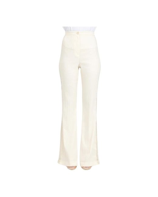 Pantalones crema bordados Patrizia Pepe de color White