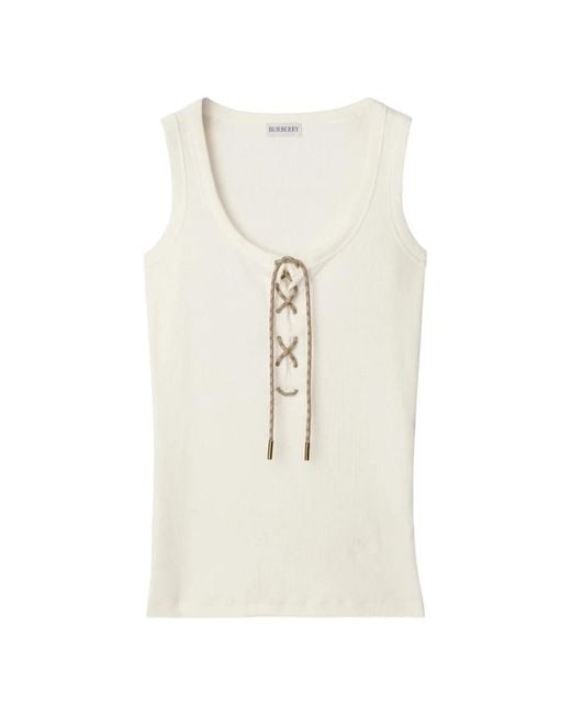 Burberry White Adjustable-Drawcord Tank Top