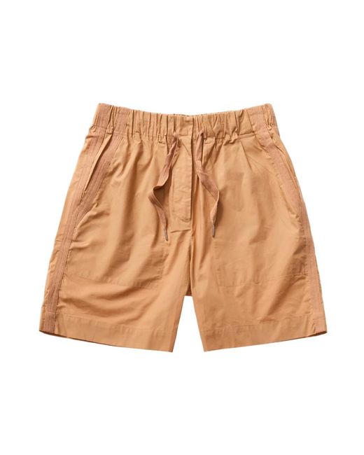 Blauer Brown Shorts mit geradem bein und elastischem bund
