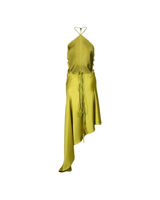The Attico Green Asymmetrisches Langes Kleid Mit Schnürung