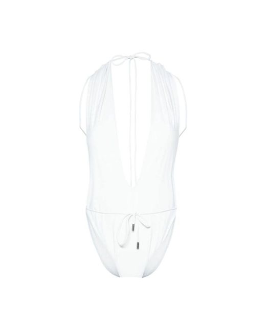 Saint Laurent Badmode ,Backless V-Halter Badpak in het White