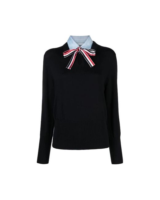 Thom Browne Black Navy pullover combo shirt
