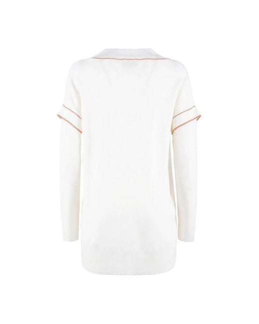 Nenette White V-Neck Knitwear