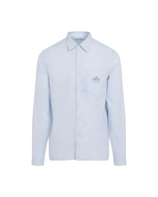 Prada Overhemden ,Blauw ,Katoen Blauw Overhemd Met Puntkraag Aw 24 in het Blue voor heren