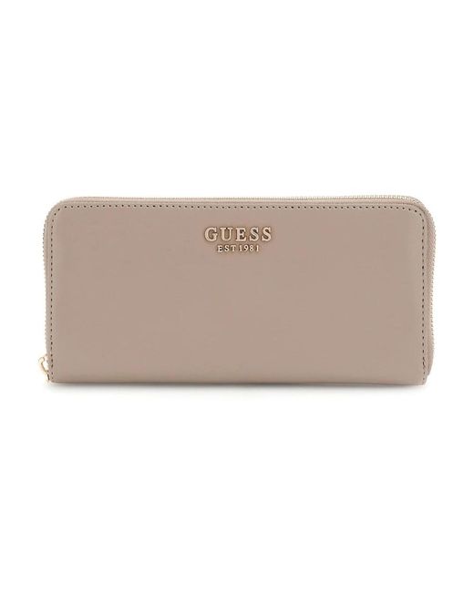 Guess Accessoires ,Bruin ,Laurel Small Zip Wallet in het Natural
