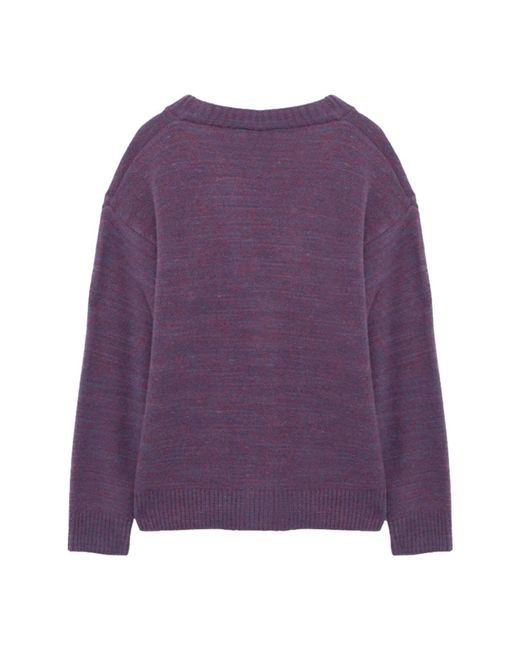 AMISH Truien & Vesten ,Veelkleurig ,Wol Paarse Korte Alpaca Cardigan in het Purple