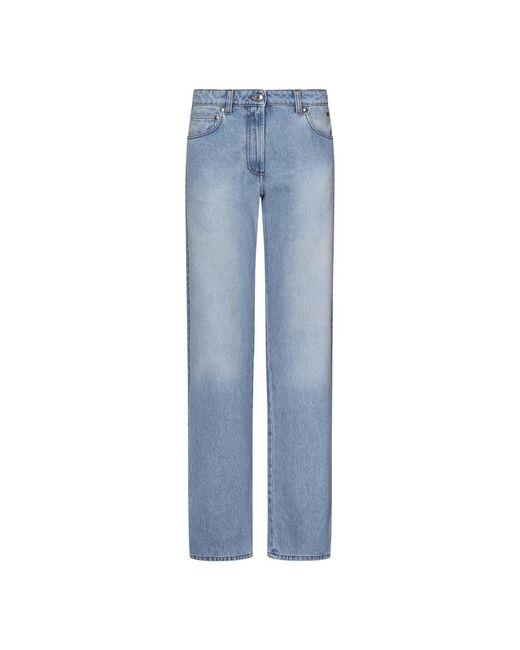 MSGM Blue Blaue baumwoll-denim-jeans mit verzierung