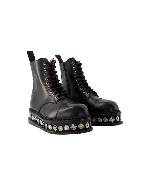 Toga Black Lace-Up Boots