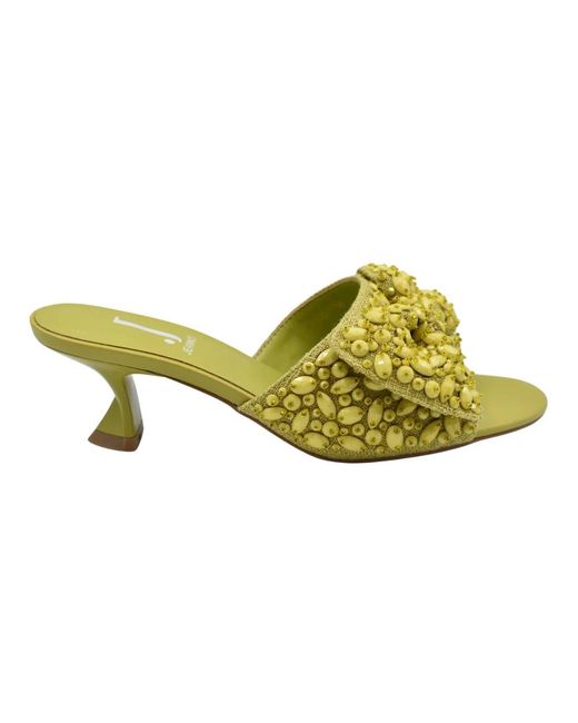 Jeannot Yellow Heeled Mules