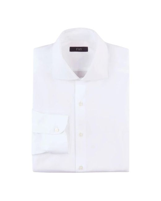 Fay Overhemden ,Wit ,Katoen Regular Poplin Stretch Overhemd in het White voor heren