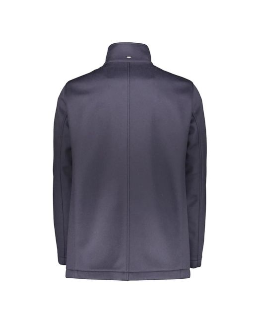 Herno Jassen ,Blauw ,Wol Wol Kasjmier Jas Opstaande Kraag Zakken in het Blue voor heren