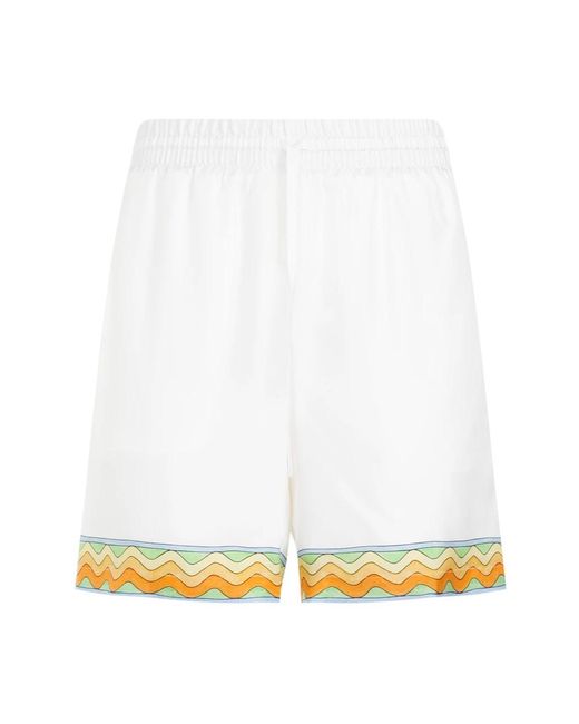 Casablancabrand Seiden afro cubism shorts in White für Herren