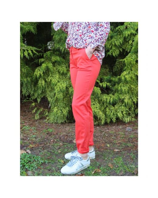 Mason's Broeken ,Oranje ,Katoen Rechte Chino Broek in het Red