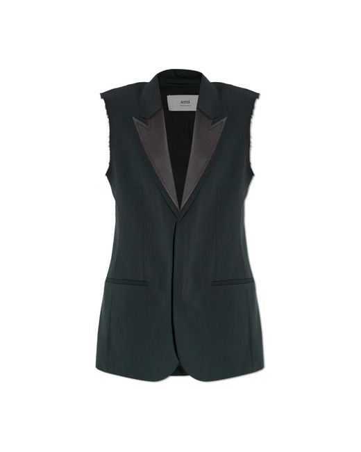 AMI Jassen ,Zwart ,Wol Wollen Vest in het Blue