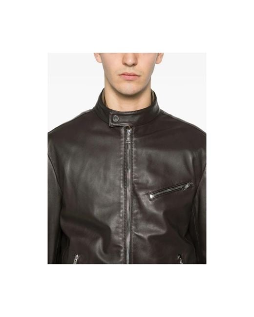 Tagliatore Gray Leather Jackets for men