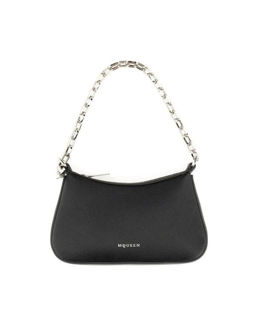 McQueen Black T Bar Mini Handbag