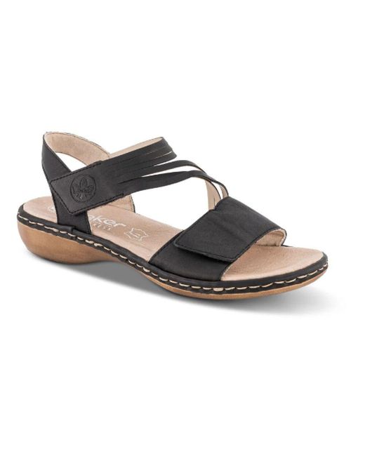 Rieker Metallic Bequeme Sandale Mit Klettverschlüssen