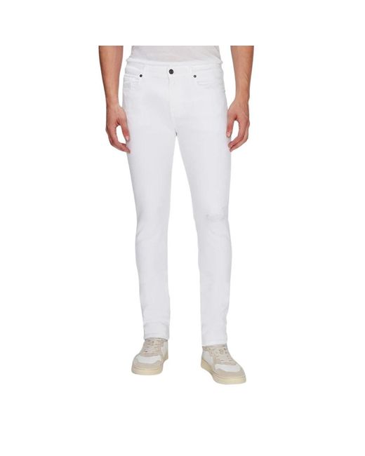 7 For All Mankind White Skinny Fit Jeans for men