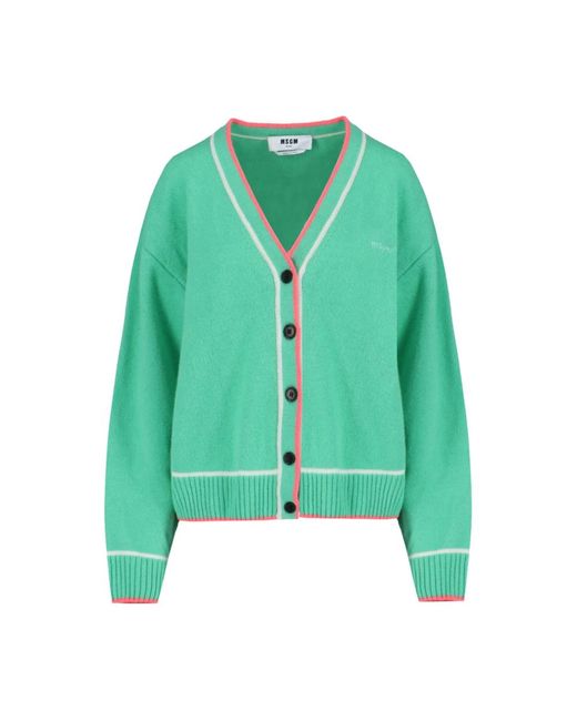 MSGM Green Grüner cardigan crop sweater