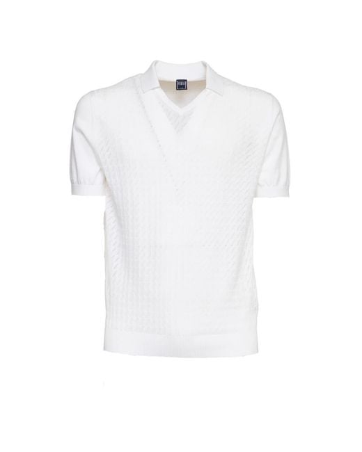 Fedeli White V-Neck Knitwear for men